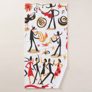 jazz musicians - icons set . Isolated on white bac Bath Towel