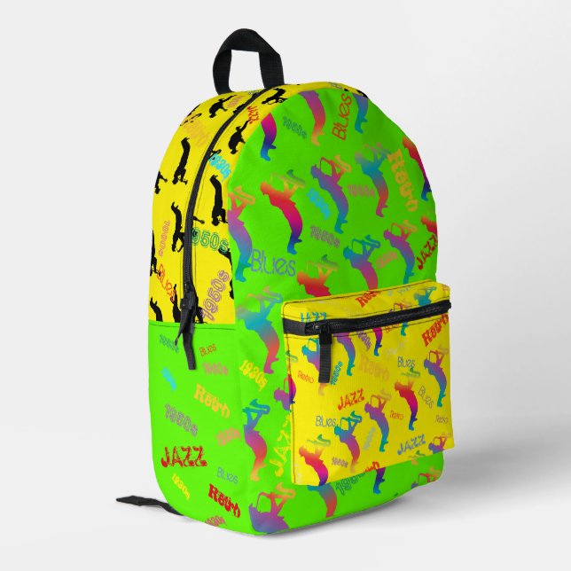 Jazz Musicians Retro Music Blues Party Birthday Printed Backpack (Back Corner Left)