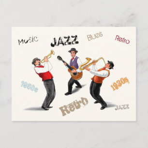 Jazz Musicians Retro Music Blues Vintage ART Paint Postcard
