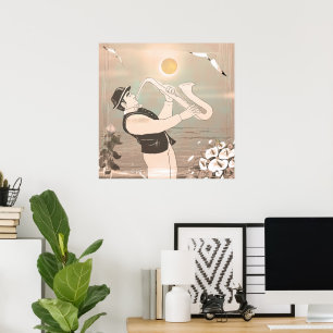 Jazz Musicians Retro Music Blues Vintage ART Paint Poster