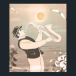 Jazz Musicians Retro Music Blues Vintage ART Paint Poster<br><div class="desc">Jazz Musician Retro Music Blues Vintage Watercolor Illustration,  Jazz Music,  1930s - 1950s. Blues. Saxophone player Retro Sea Beach Landscape,  Sunset,  Watercolor painting by artist Sofia Polonsky. Trendy Vintage Design (Sofiartmedia) for Beautiful Stylish Home Decor. Art & Wall Décor,  Posters & Prints</div>