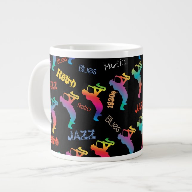 Jazz Musicians Retro Music POP ART Large Coffee Mug (Front Left)
