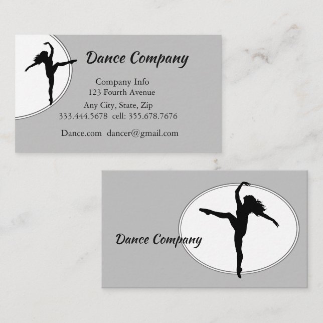 Jazz or Ballet Dancing Studio Business Card (Front/Back)