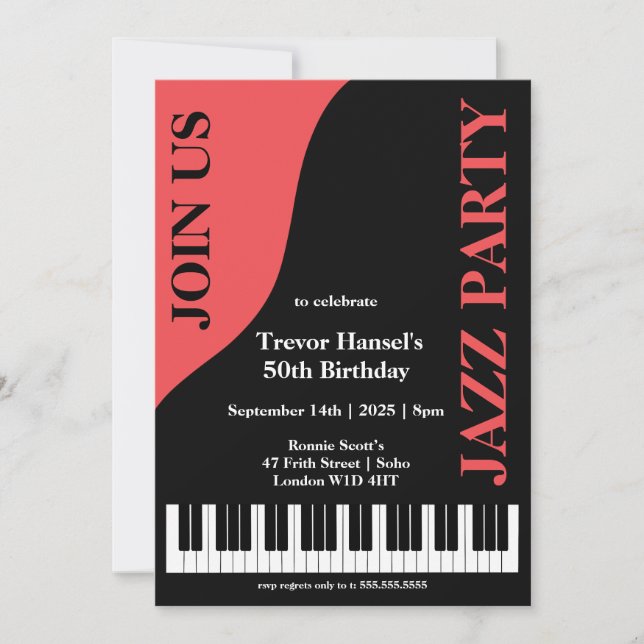 Jazz Party Birthday Invitation (Front)