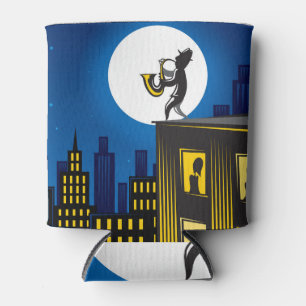 Jazz Player Building Vintage City Can Cooler