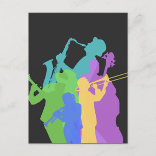 Jazz players holiday postcard