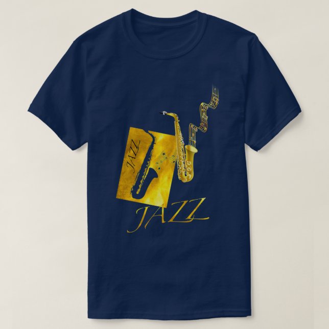 Jazz Sax Saxophone Gold T-Shirt (Design Front)