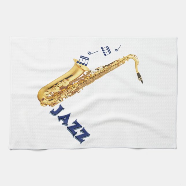 Jazz Saxophone Kitchen Towel (Horizontal)