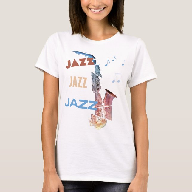 Jazz Saxophone Modern Art T-Shirt (Front)