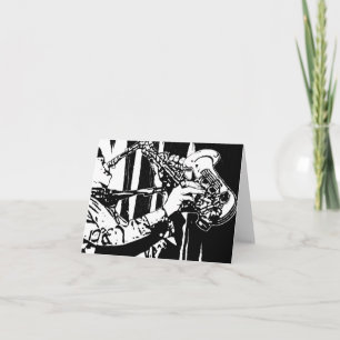 Jazz Saxophone Musician 4x5.6 Folded Note Card