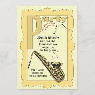 Jazz Saxophone Party Invitation
