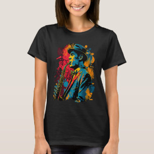 Jazz Saxophone Player Funky Pop 1920s Era Musician T-Shirt