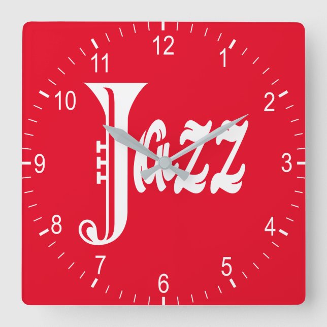 Jazz sign square wall clock (Front)