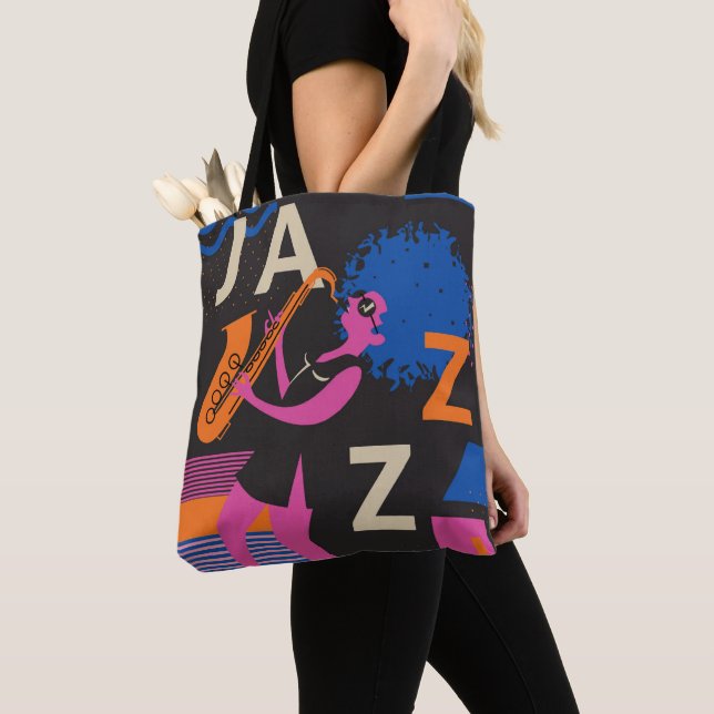 Jazz Theme  Saxophone Music Tote Bag (Close Up)