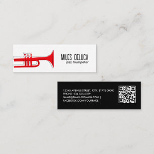 Jazz Trumpet Musician Teacher Qr Code Mini Business Card