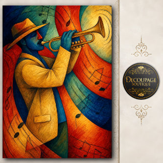 Jazz Trumpet Rhythm Decoupage Tissue Paper