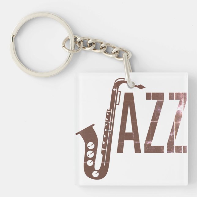 Jazz Typography Sax Key Ring (Front)