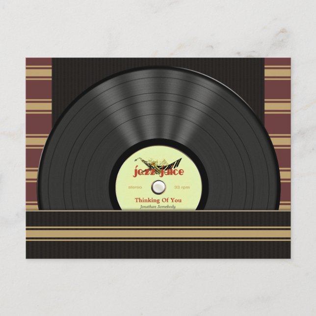 Jazz Vinyl Record Personalised postcards (Front)