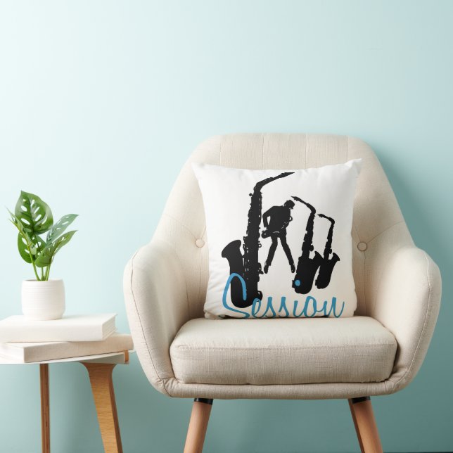 Jazzman Black Saxophonist Jazz Session SqP Cushion (Chair)