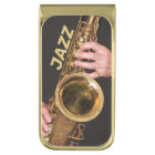 Jazzman Playing Gold Saxophone