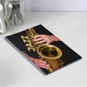 Jazzman Playing Gold Saxophone Notebook