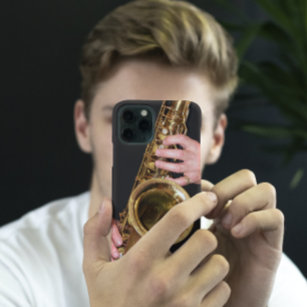 Jazzman Playing Gold Saxophone Photo iPhone 15 Mini Case