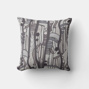 Jazzy Abstract Greys Pillow