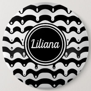 Jazzy Black and White Melting Zebra Stripes 6 Cm Round Badge