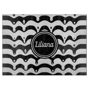 Jazzy Black and White Melting Zebra Stripes Cutting Board
