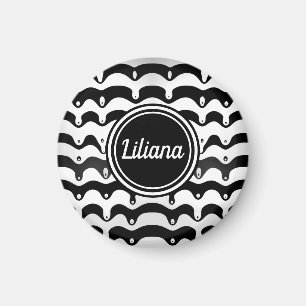 Jazzy Black and White Melting Zebra Stripes Magnet