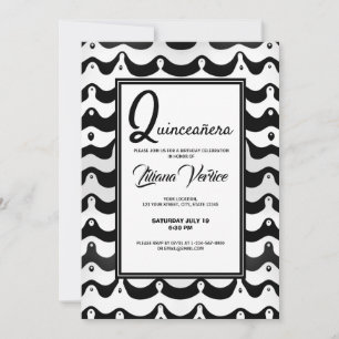 Jazzy Black & White Wavy Zebra Stripes Invitation