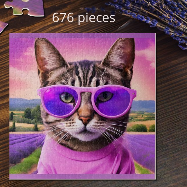 Jazzy  cat - - lavender field jigsaw puzzle (Creator Uploaded)