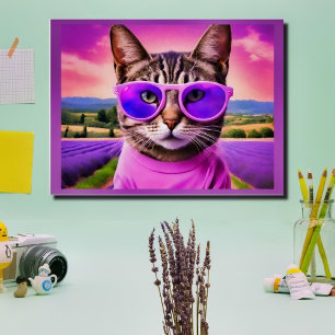 Jazzy  cat - - lavender field poster