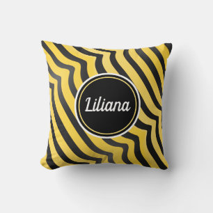 Jazzy Cute Black and Yellow Striped Bumblebee Cushion