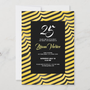 Jazzy Cute Black & Yellow Striped Bumblebee Invitation