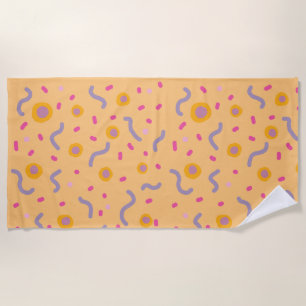 Jazzy Dots Lines Abstract Minimal Art  Beach Towel