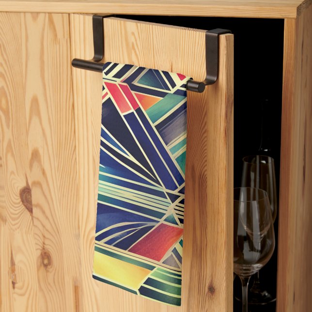  Jazzy Geometric  Elegant Classic Boho Art  Tea Towel (Thirds Fold)