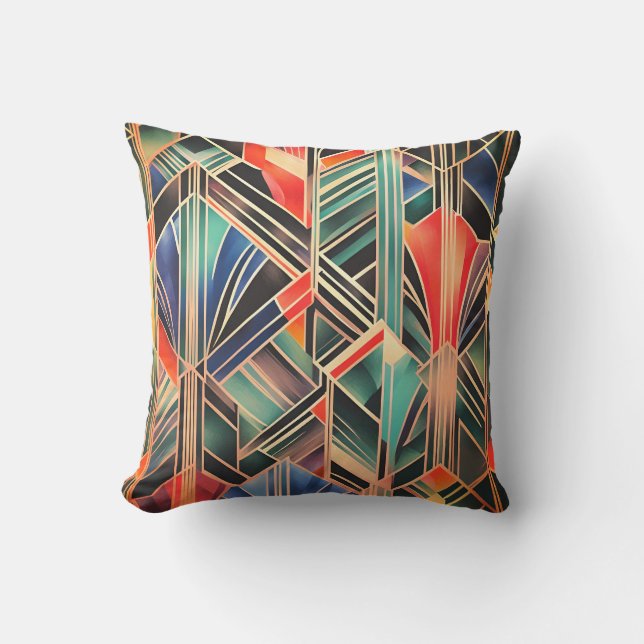 Jazzy Geometric  Elegant Classic Boho Geometrical  Cushion (Front)