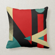 Jazzy Geometric Pattern | black teal red beige