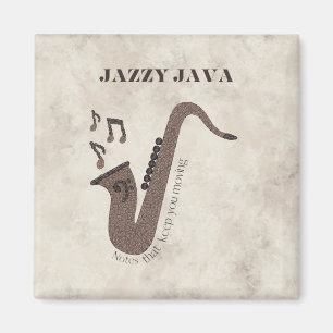 Jazzy Java-Coffee Beans-Saxophone- Magnet
