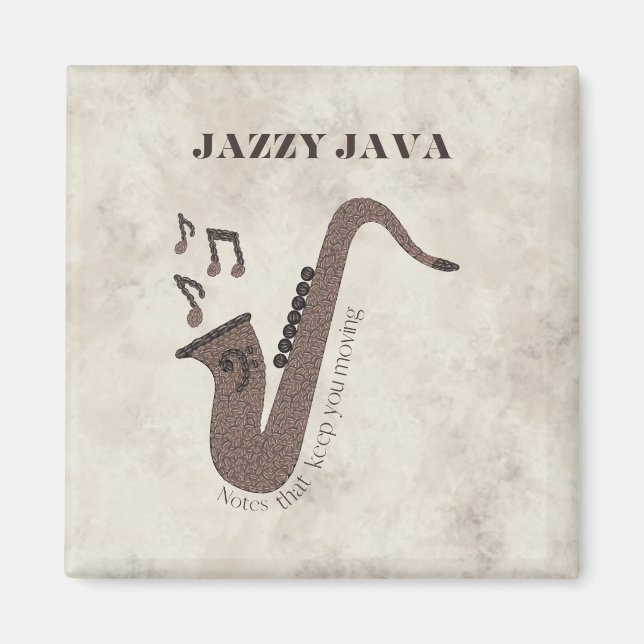 Jazzy Java-Coffee Beans-Saxophone- Magnet (Front)