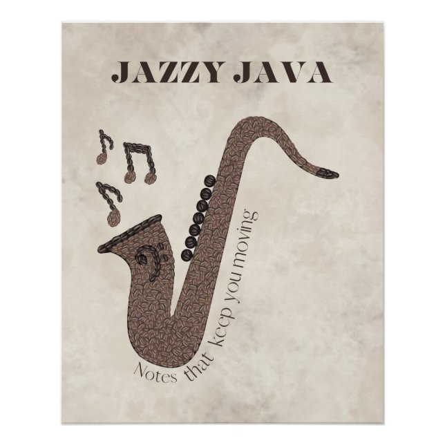 Jazzy Java-Coffee Beans-Saxophone- Poster (Front)