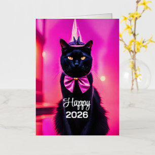 Jazzy Kitty   - Happy 2026 Foil Greeting Card