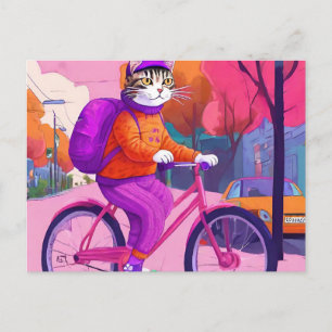 Jazzy Kitty's Back-to-School Ride Postcard