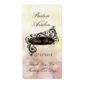 Jazzy Pink Bokeh Wedding Wine Label