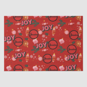 Jazzy Red Christmas Joy Personalise Tissue Paper
