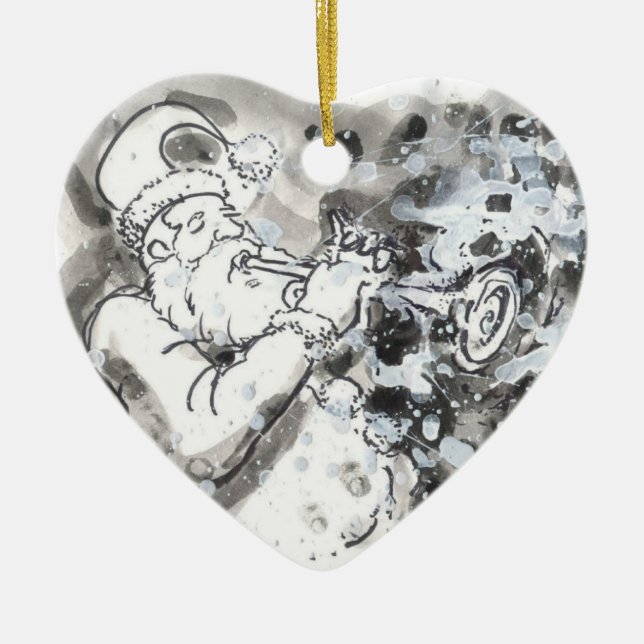 "Jazzy Santa" Ceramic Tree Decoration (Front)