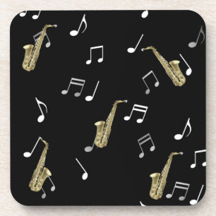 Jazzy Saxophone & Musical Notes Coaster