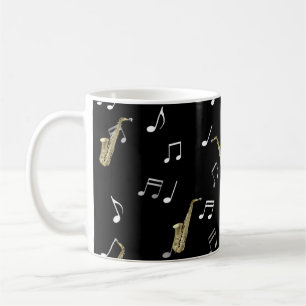Jazzy Saxophone & Musical Notes Coffee Mug