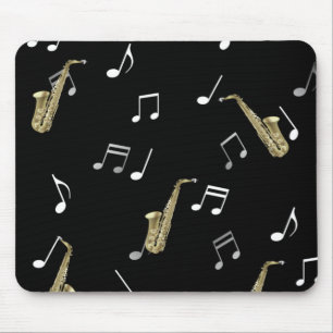 Jazzy Saxophone & Musical Notes Mouse Pad
